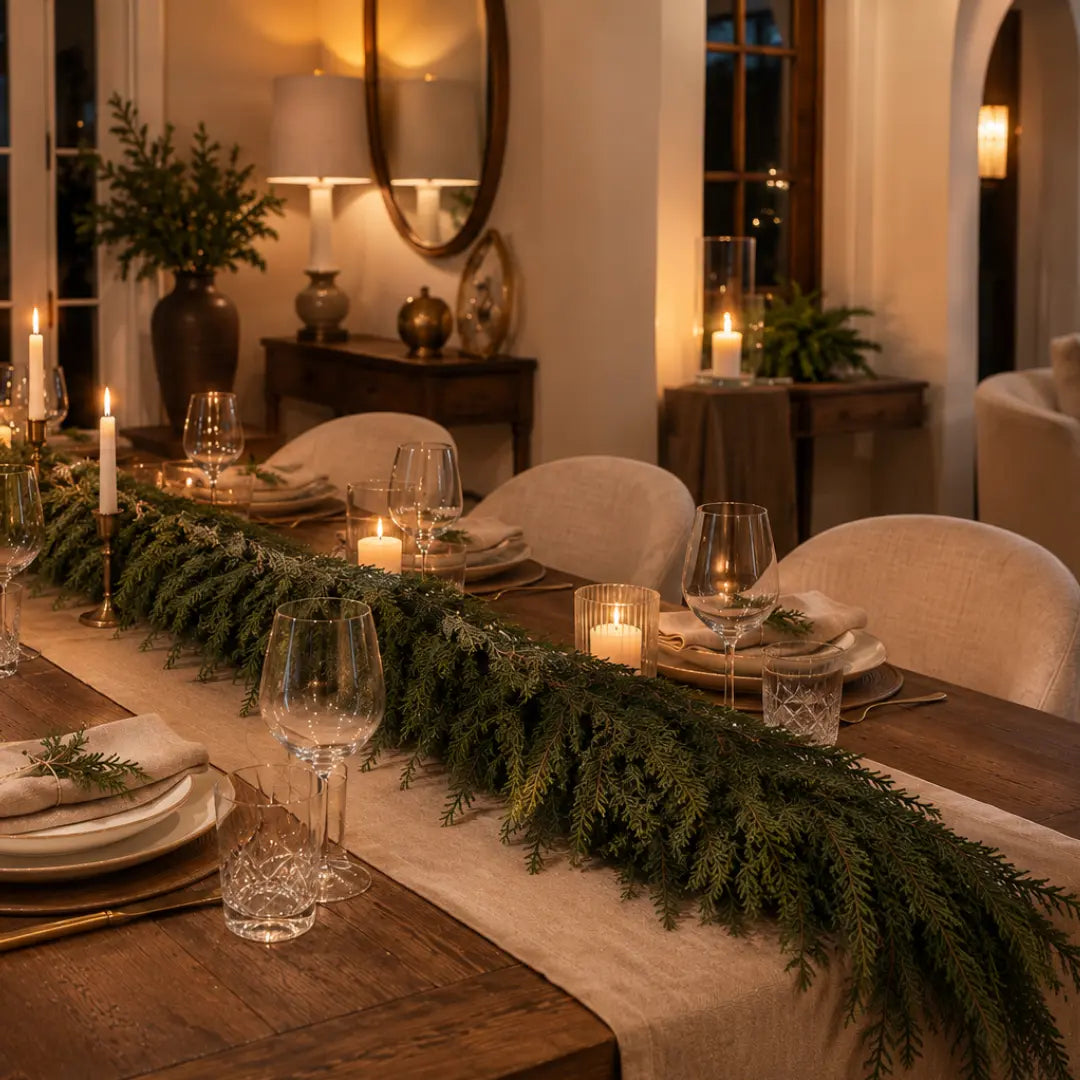Cedar garland styled in a home