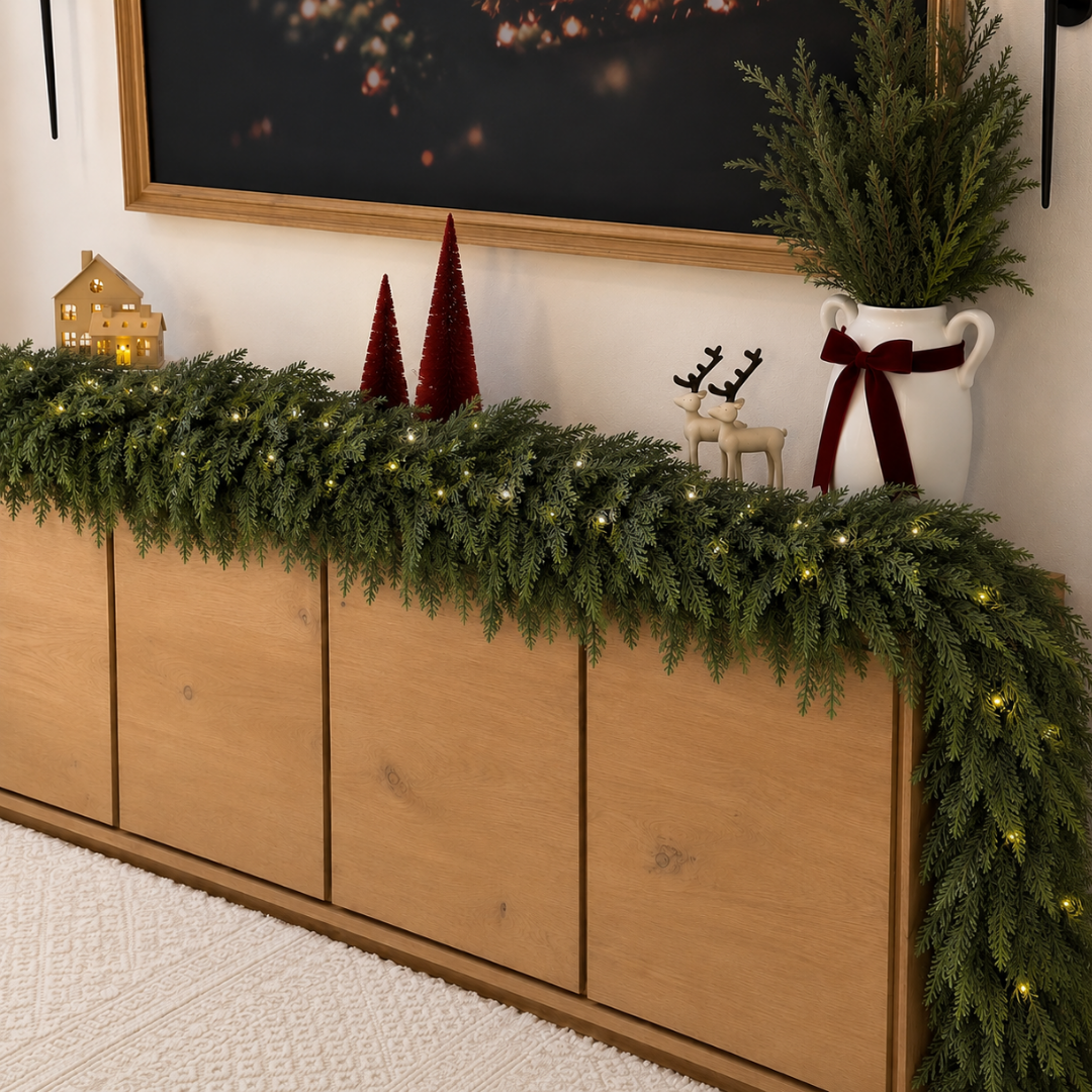 Cedar garland styled in a home
