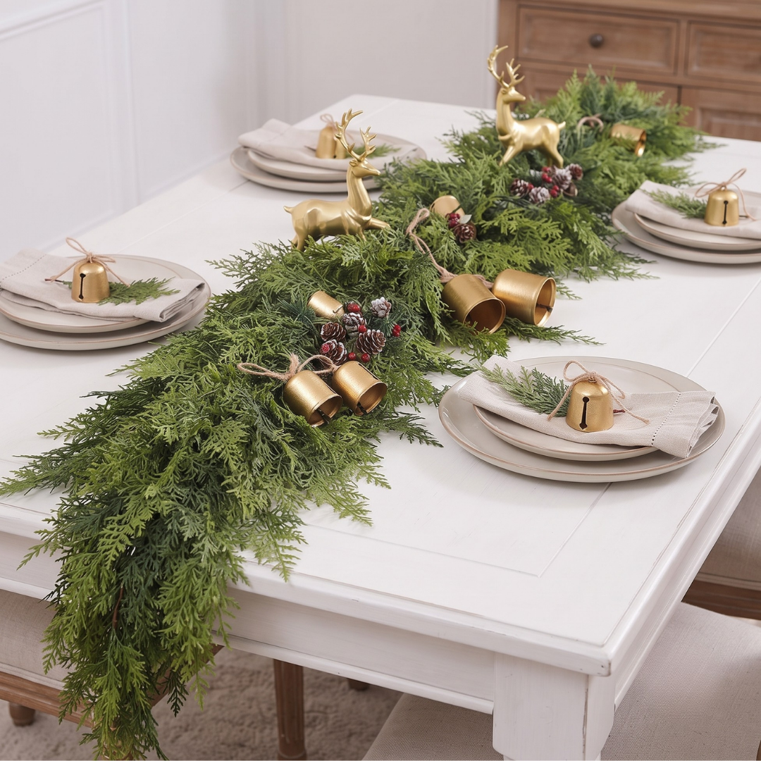 Cedar garland styled in a holiday home